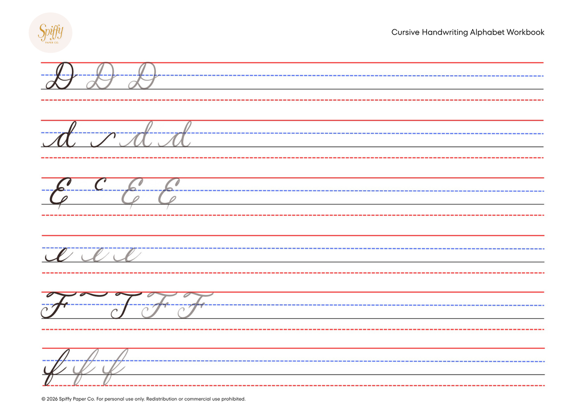 Free Cursive Handwriting Alphabet Workbook