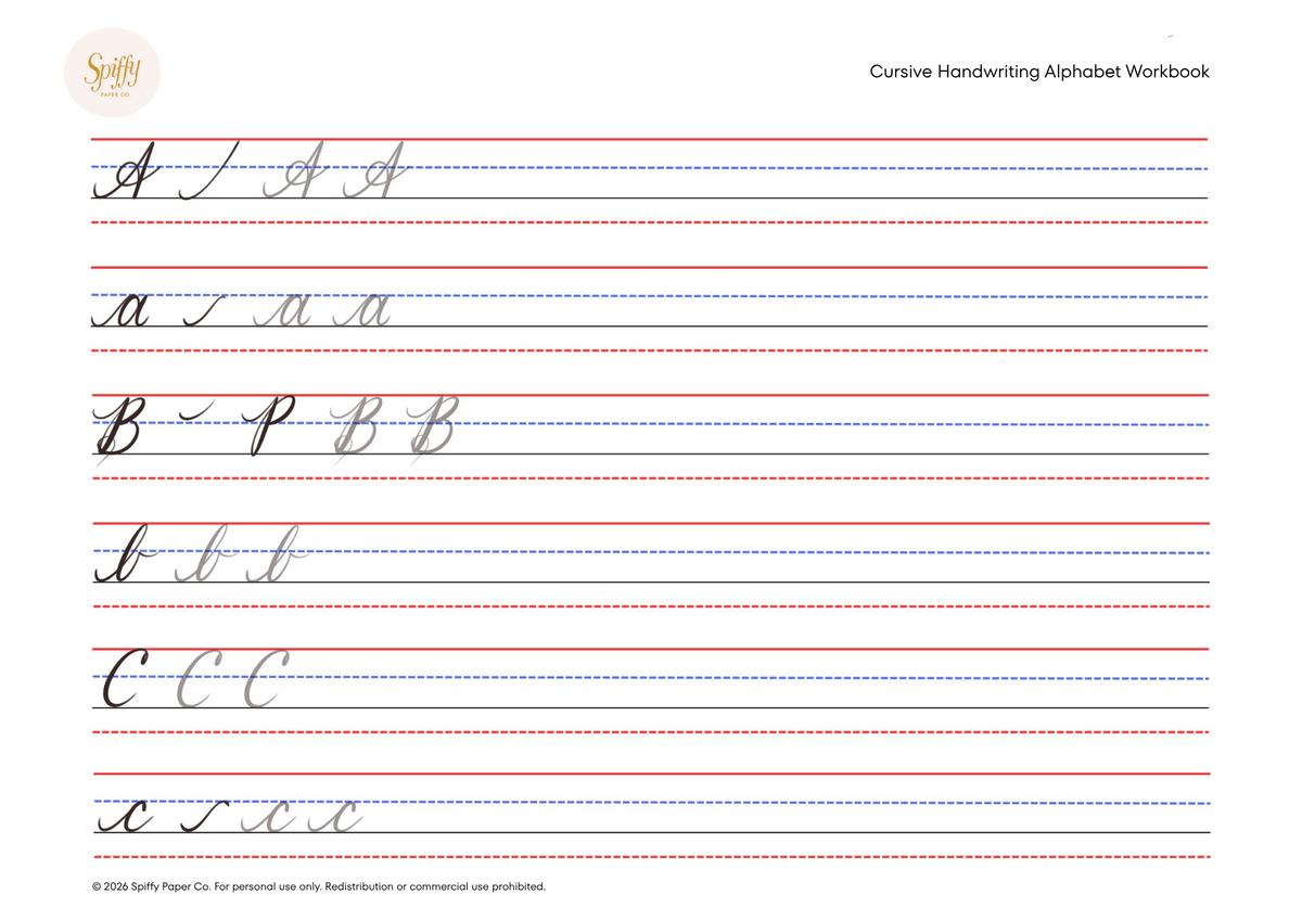 Free Cursive Handwriting Alphabet Workbook